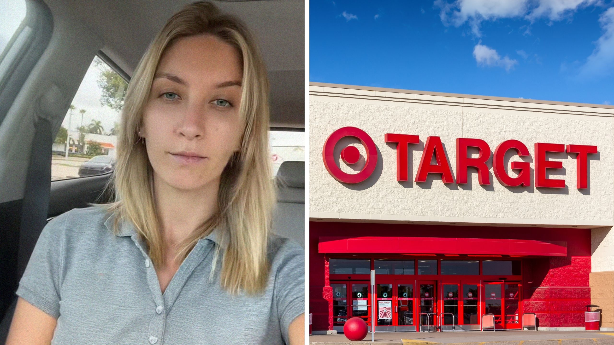 walmart shopper woman shares target experience (l) target logo (r)