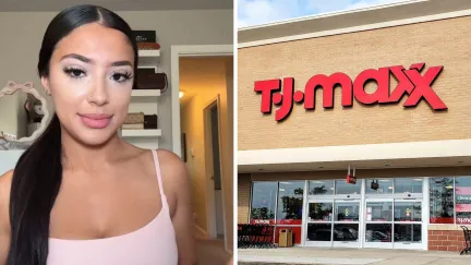 woman shares dump dive experience (l) Tj maxx logo (r)