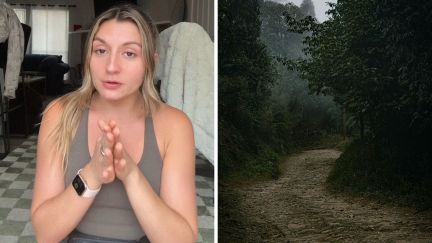 woman shares walk experience (l) scary trail (r)