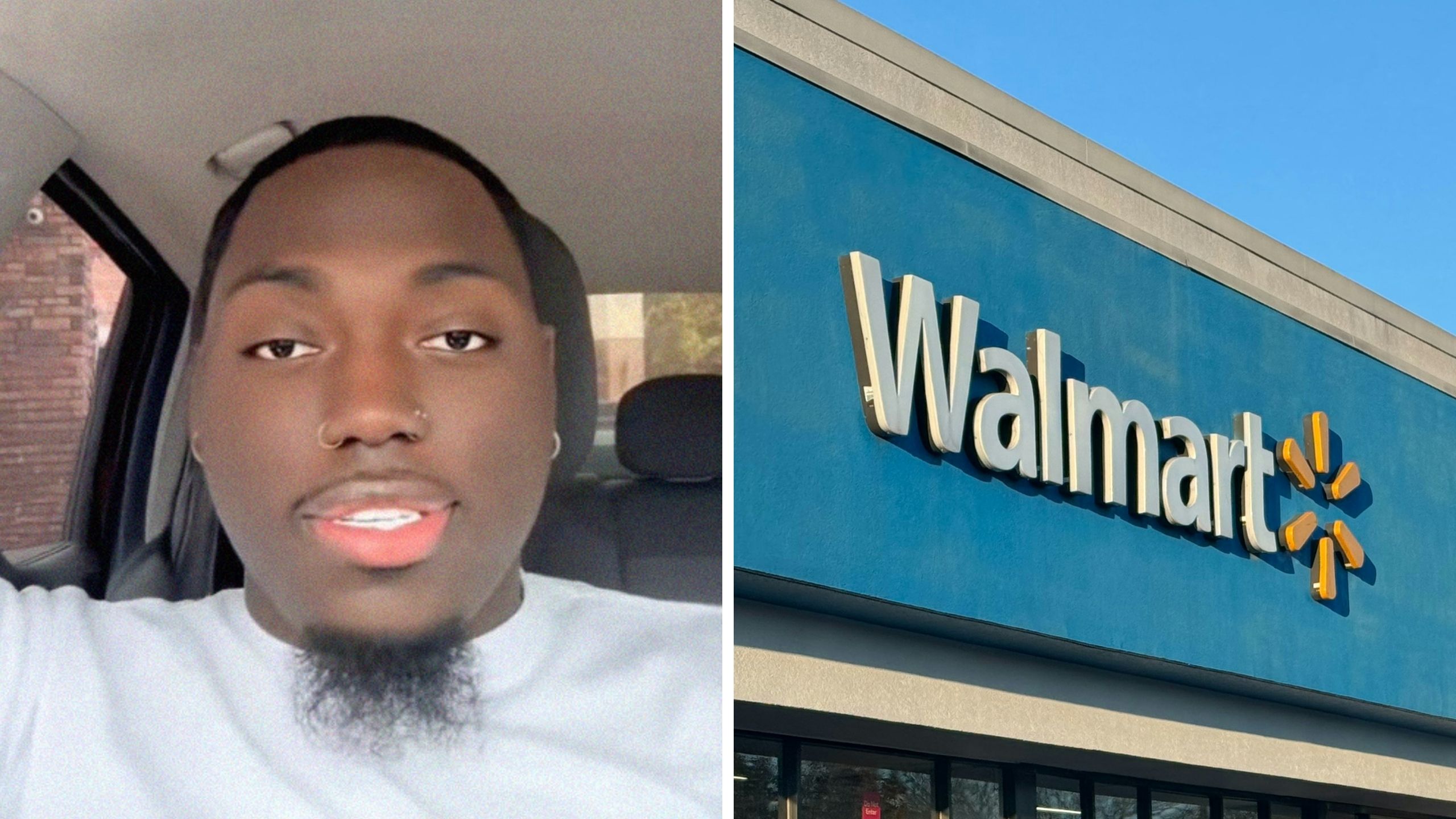 man who went to purchase detergent (l) walmart logo (r)