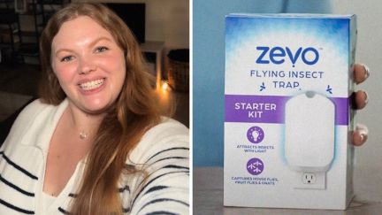 woman shares what she finds in her zevo (l) Zevo package (r)