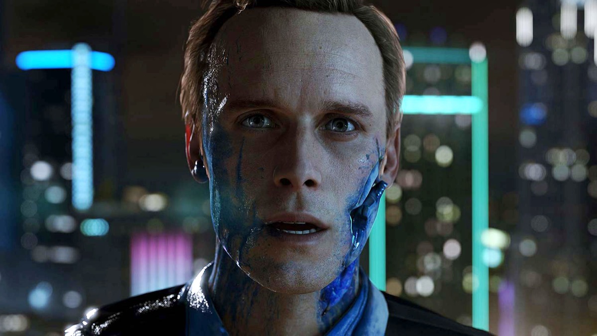 An android looks inquisitive in "Detroit: Become Human" 