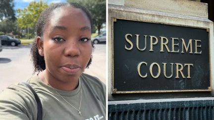 woman shares neighbor conflict (l) supreme court (r)