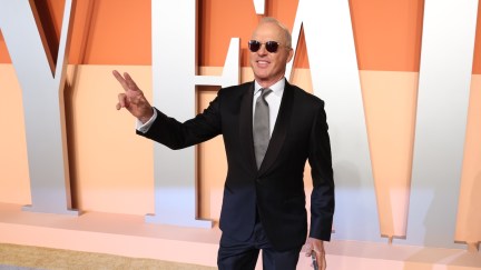 michael keaton peace sign