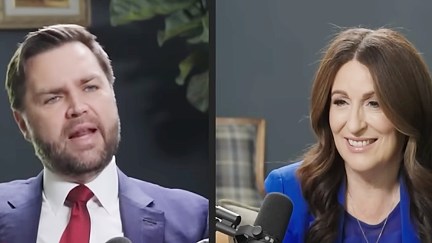 JD Vance with Miranda Devine on Pod Force One