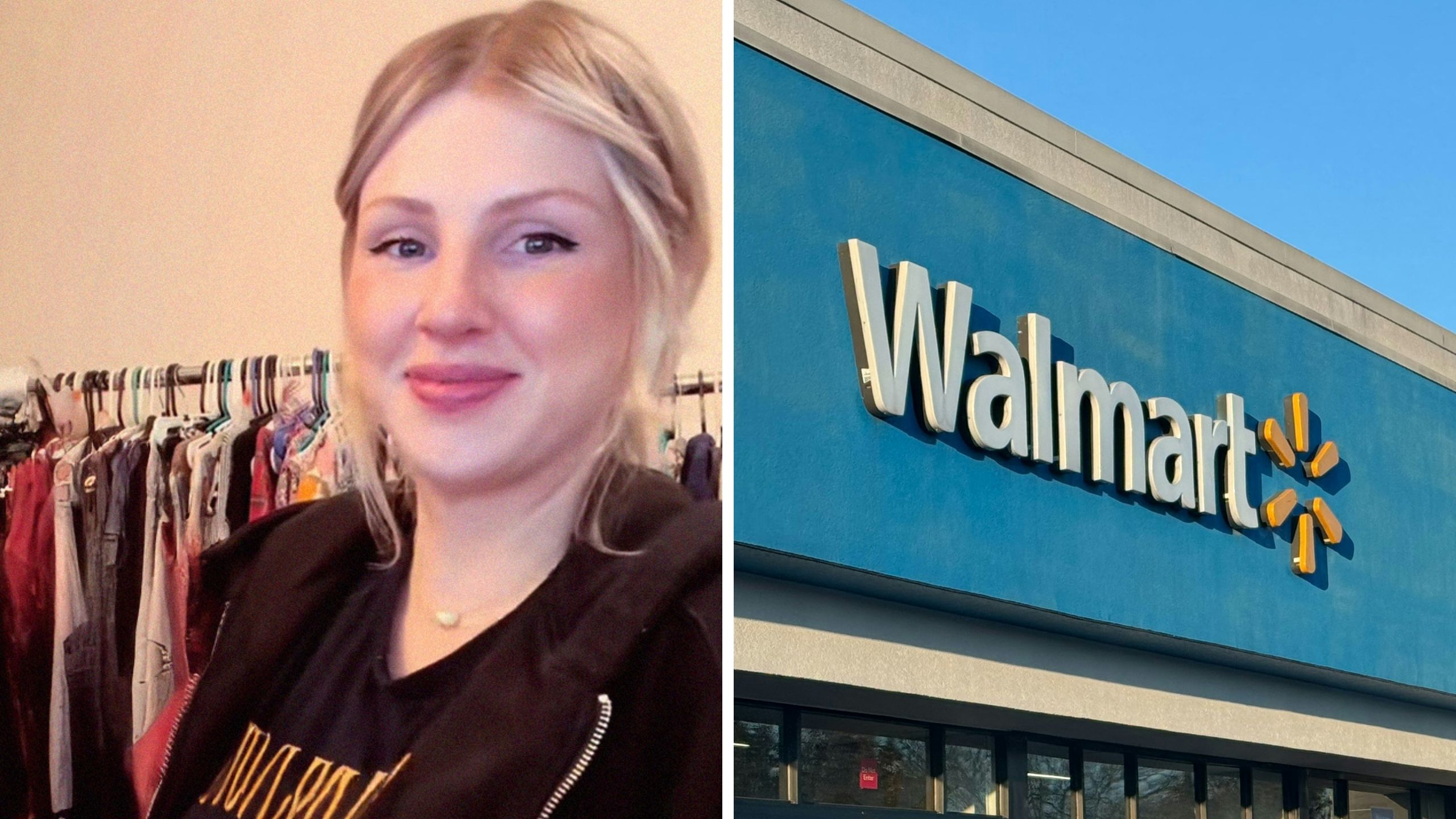 woman shares walmart issue (l) walmart (r)