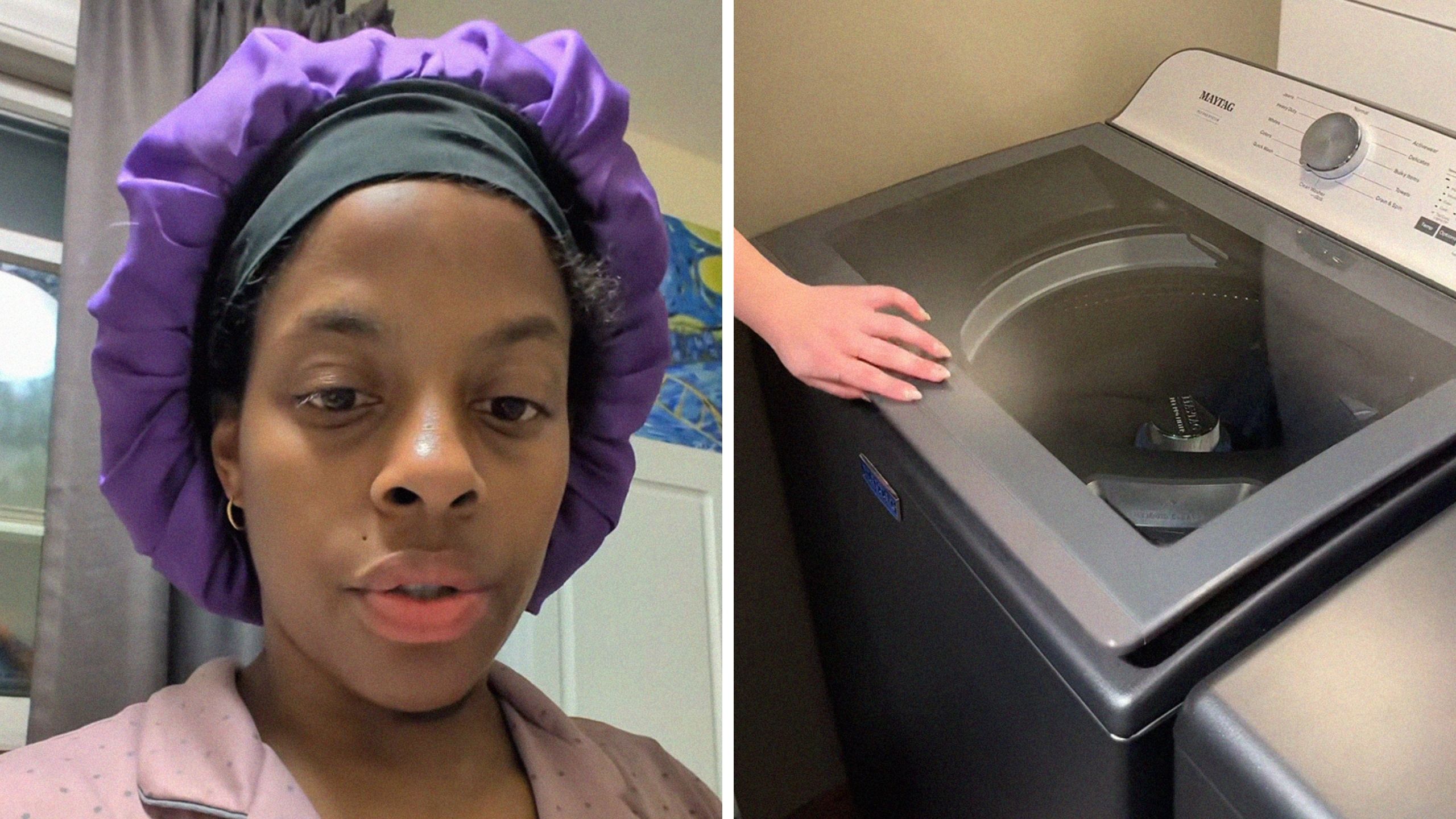 woman shares new washer purchase (l) maytag washer (r)