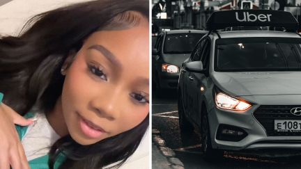 woman shares uber scam (l) uber car (r)
