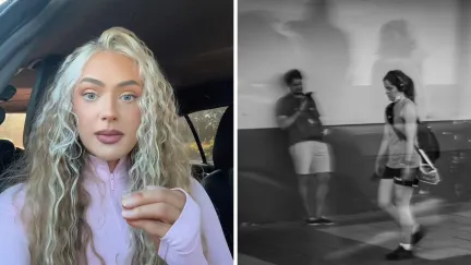 woman shares creepy guy experience (l) woman leaving the gym (r)