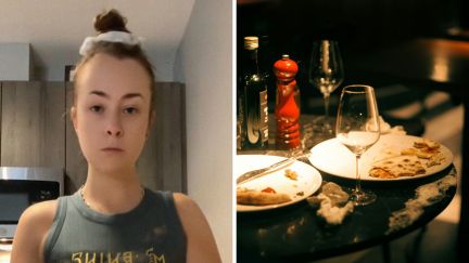 woman shares date experience (l) date leftovers (r)