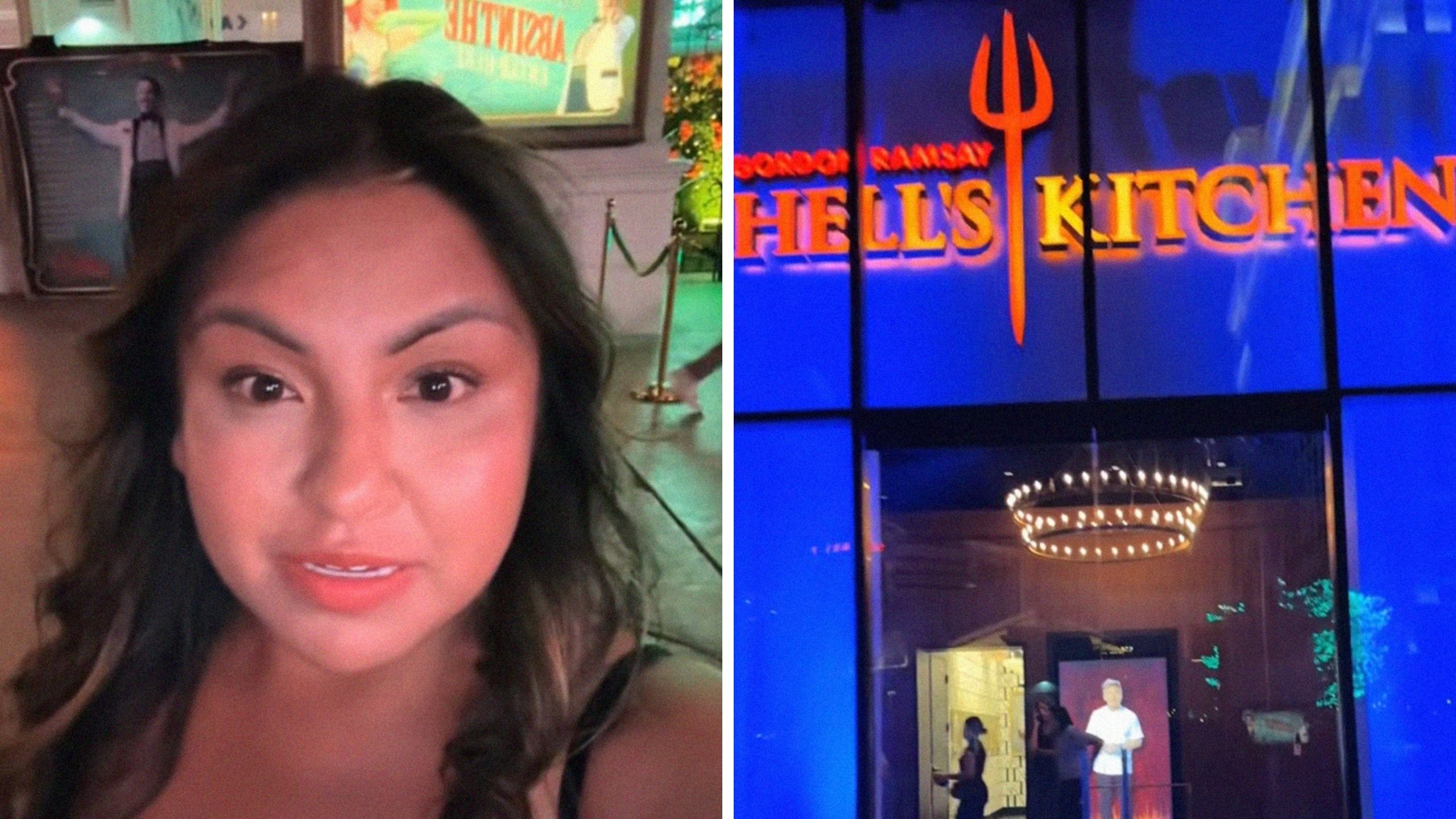 woman shares birthday experience (l) Hell's kitchen entrance (r)