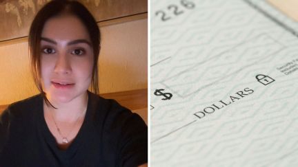 woman shares bank app tips (l) cheque (r)