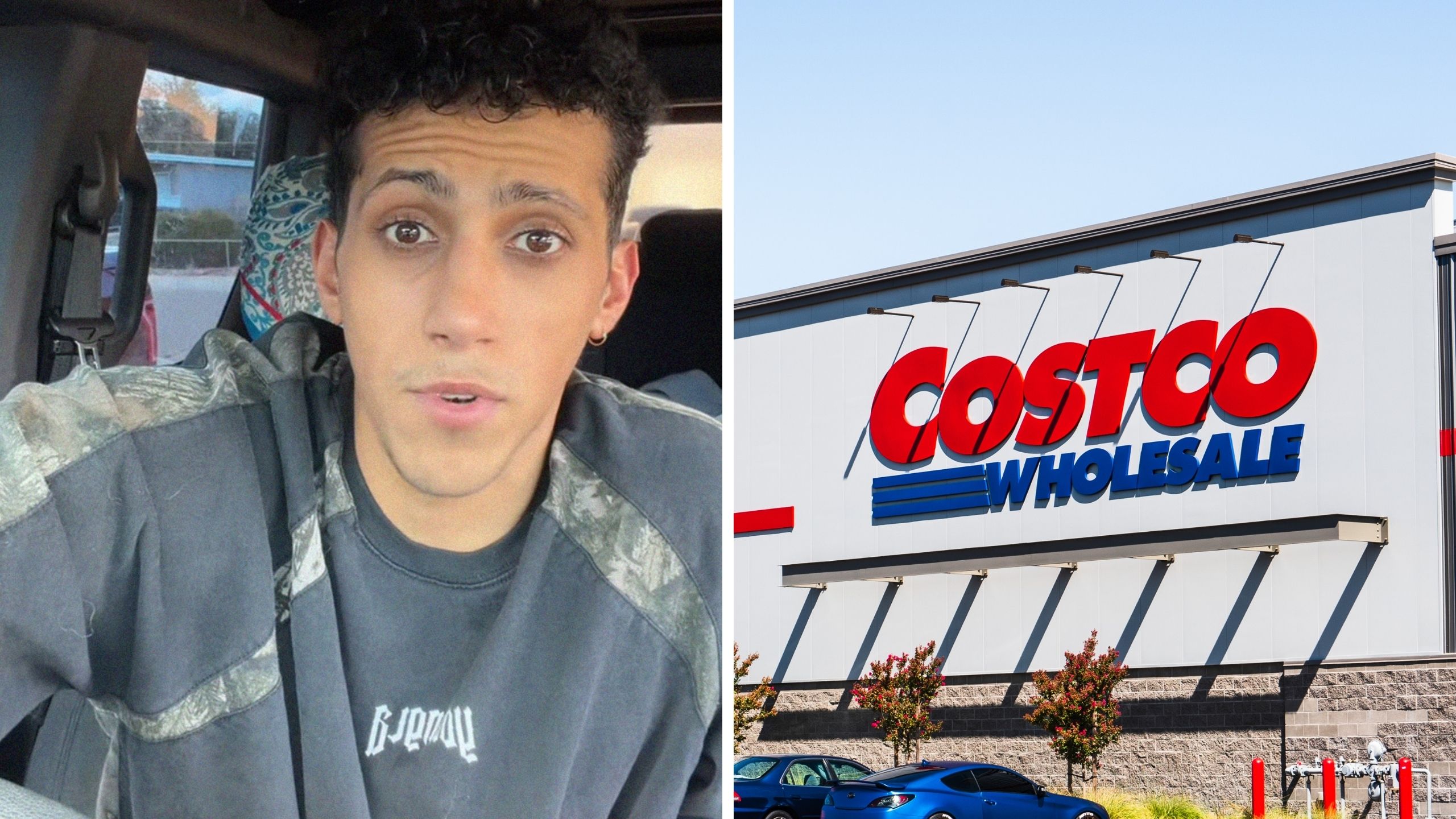 man shares pumping gas experience (l) costco logo (r)