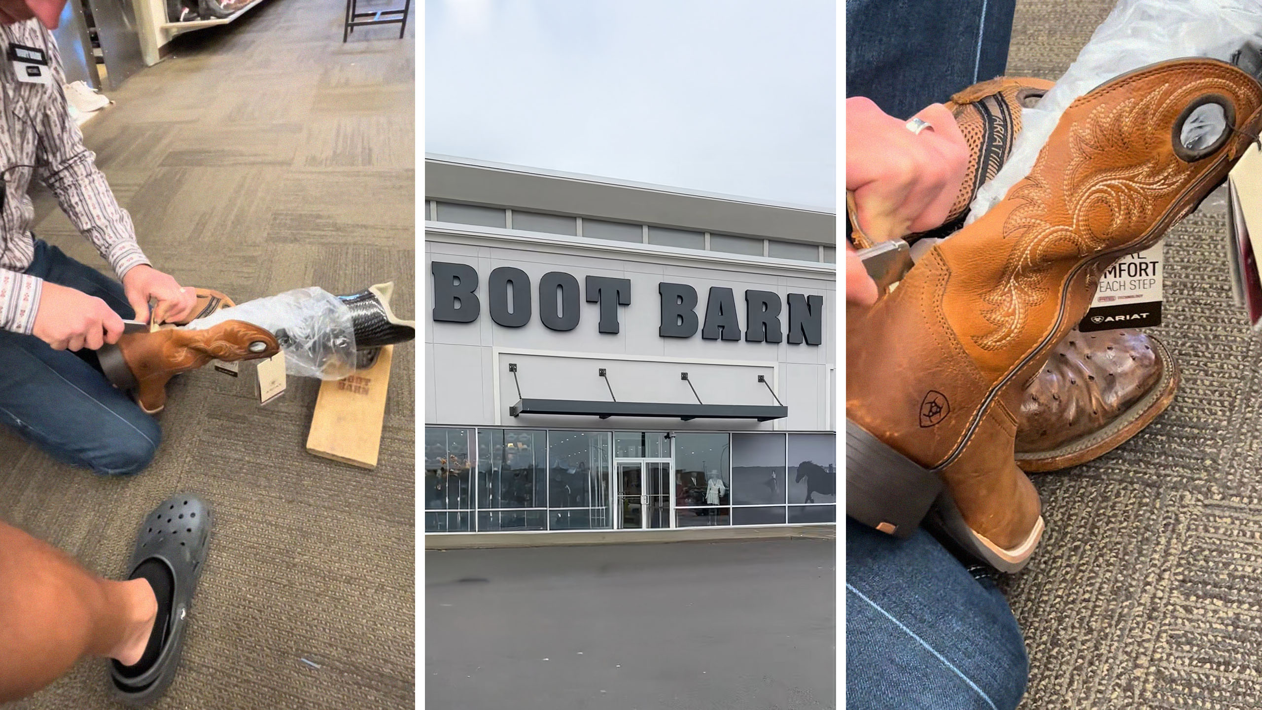 ‘That’s $30,000 right there’: Texas man gets prosthetic leg stuck while trying on Ariat cowboy boot at Boot Barn. Then the worker comes over ‘That’s $30,000 right there’: Texas man gets prosthetic leg stuck while trying on Ariat cowboy boot at Boot Barn. Then the worker comes over