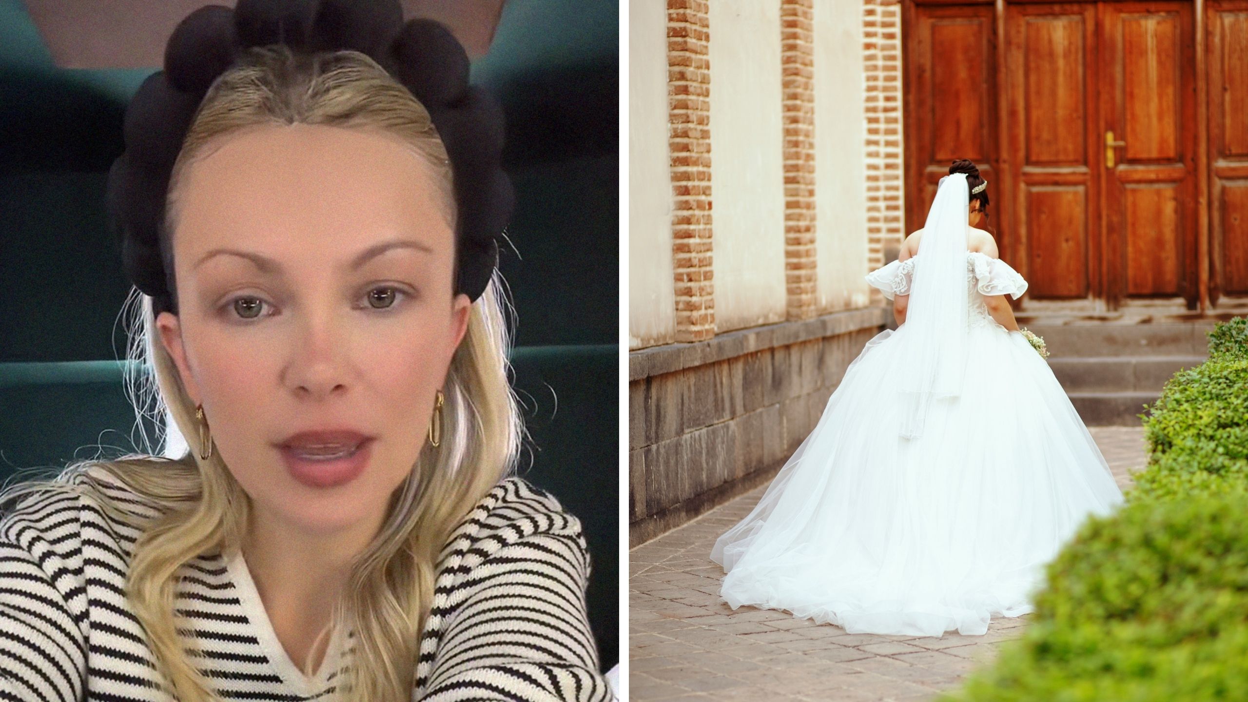 woman shares wedding day experience (l) bride walking away (r)