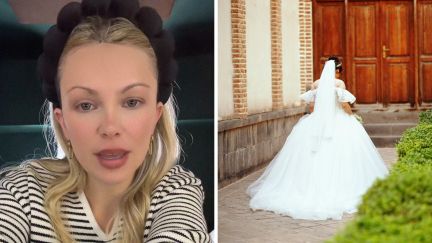 woman shares wedding day experience (l) bride walking away (r)