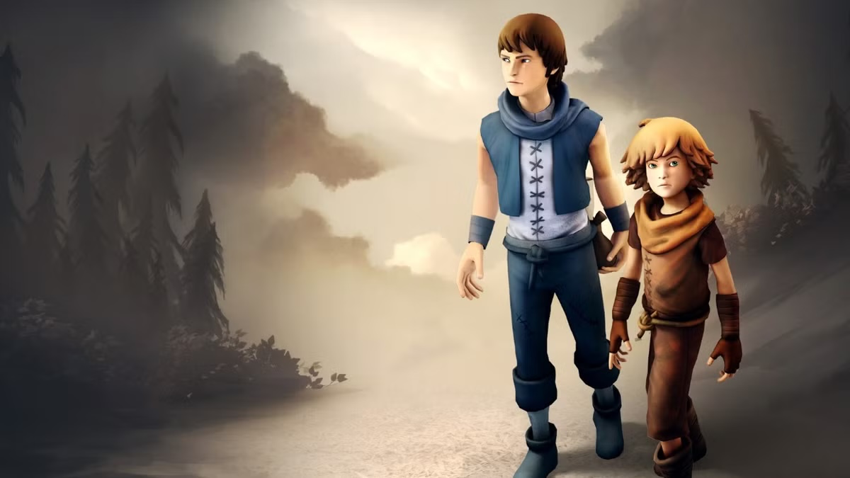 Two young boys walk though a misty landscape in "Brothers: A Tale of Two Sons" 