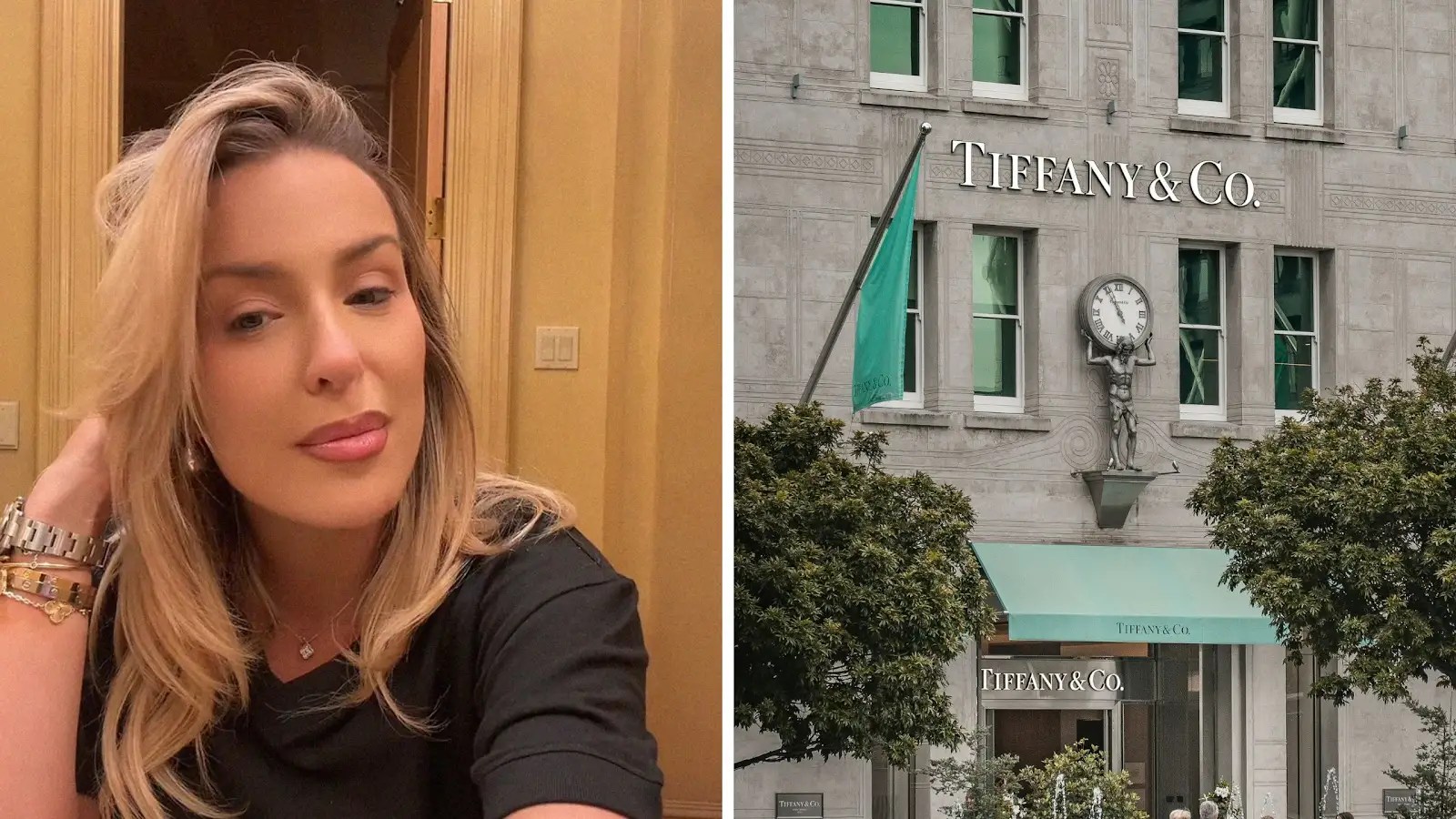 woman shares tiffany & co jewelry experience (l) Tiffany & Co. store entrance (r)