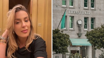 woman shares tiffany & co jewelry experience (l) Tiffany & Co. store entrance (r)