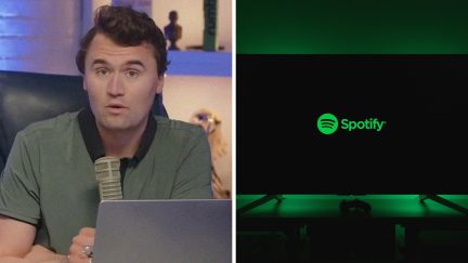 charlie kirk (l) spotify app (r)