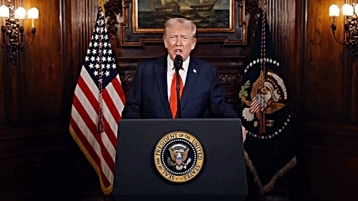 Donald Trump giving a speech