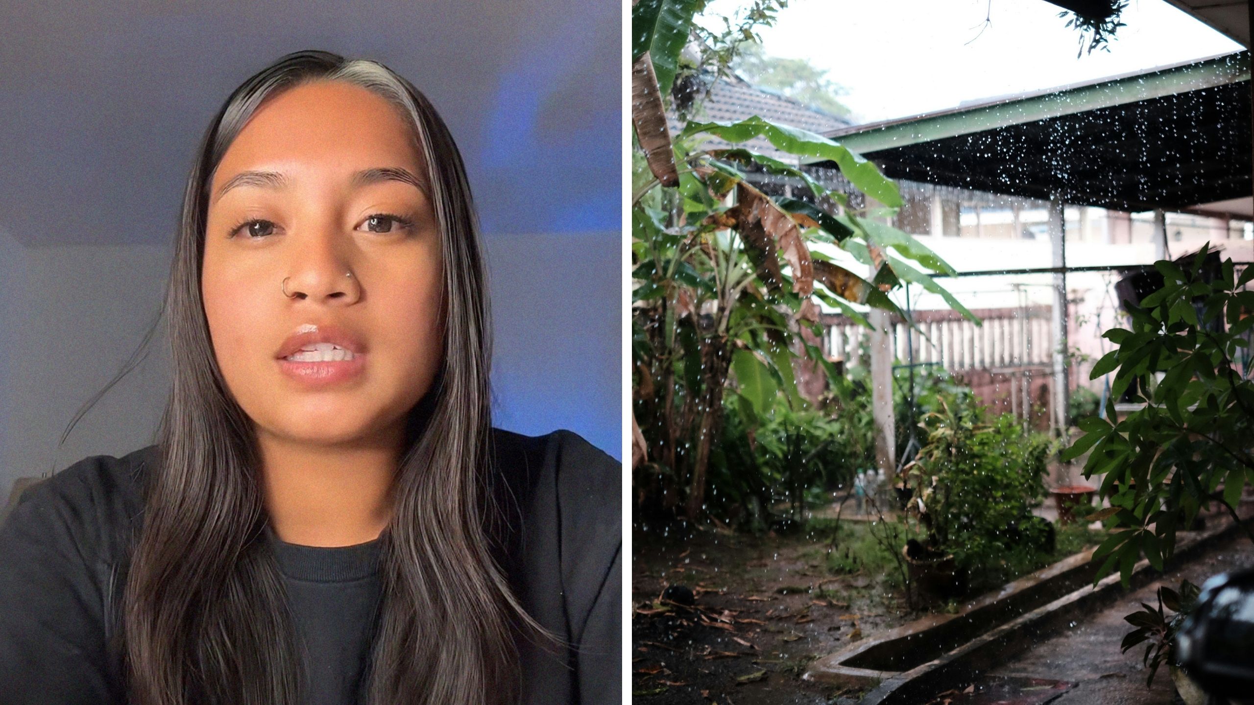 woman shares wedding day luck (l) heavy rain (r)