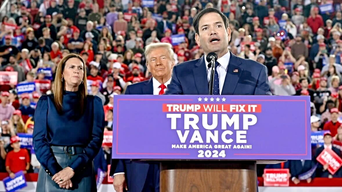 Marco Rubio endorsing Donald Trump in 2024