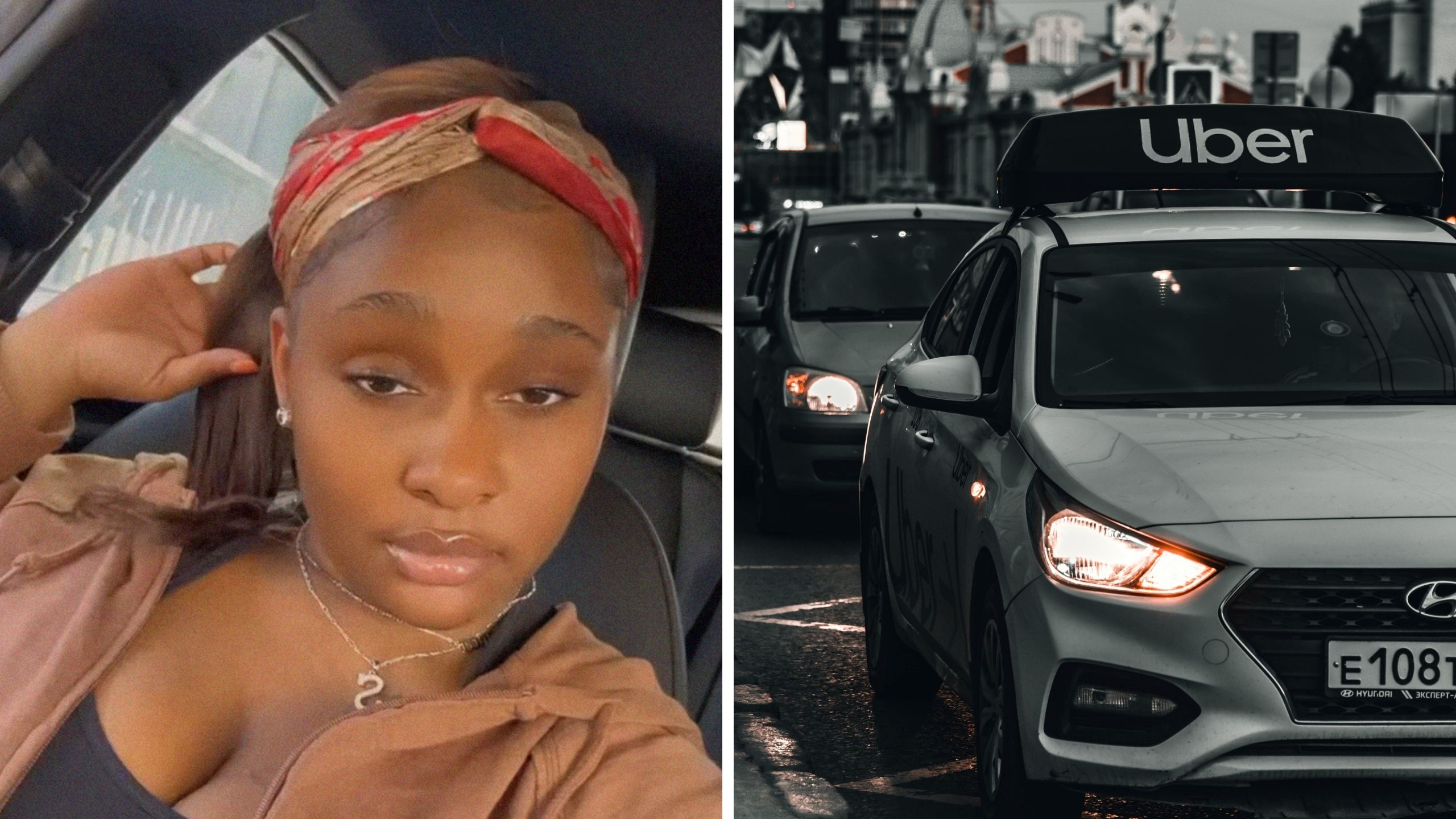woman shares uber issues (l) uber parked (r)