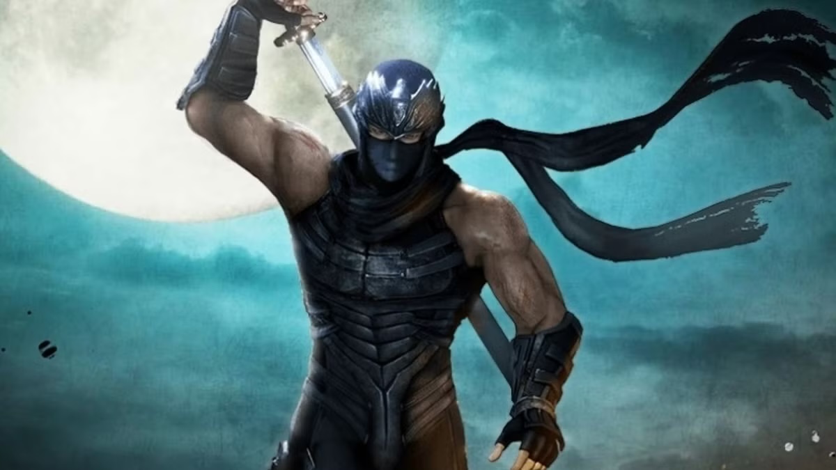 A ninja draws his katana in the moonlight in "Ninja Gaiden - Master Collection"