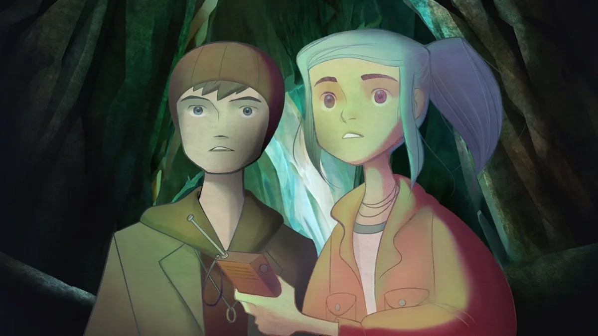 Two teens stare in awe in "Oxenfree"