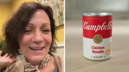 woman shares can food issue (l) campbell's can soup (r)