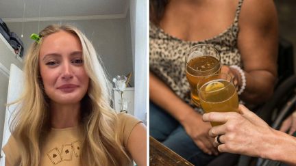 woman shares second date experience (l) woman and man on a date (r)