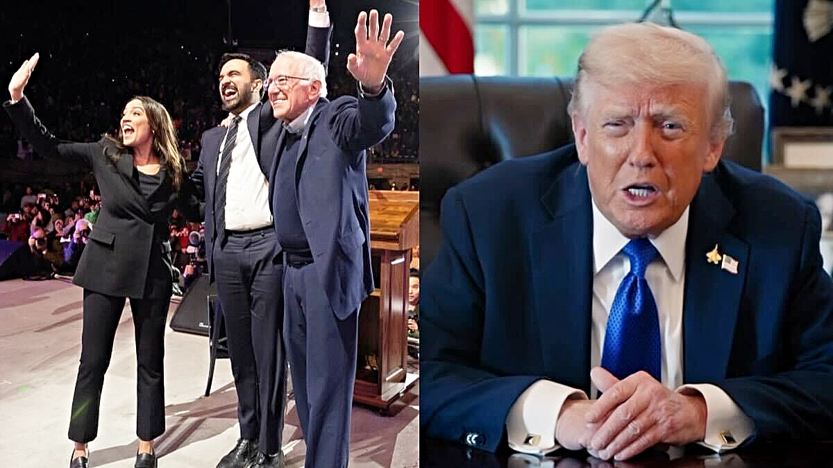 Zohran Mamdani and Donald Trump split image