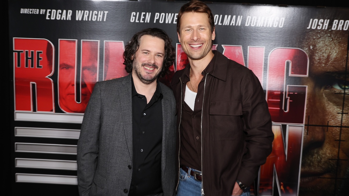 glen powell edgar wright smiling