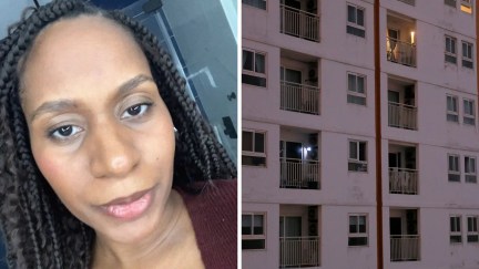 woman shares apartment struggles (l) apartment complex (r)