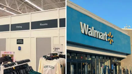 walmart fitting rooms (l) walmart store entrance (r)