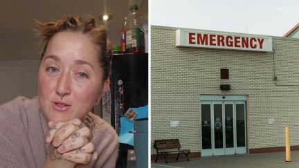 woman shares straw glass experience (l) emergency room (r)