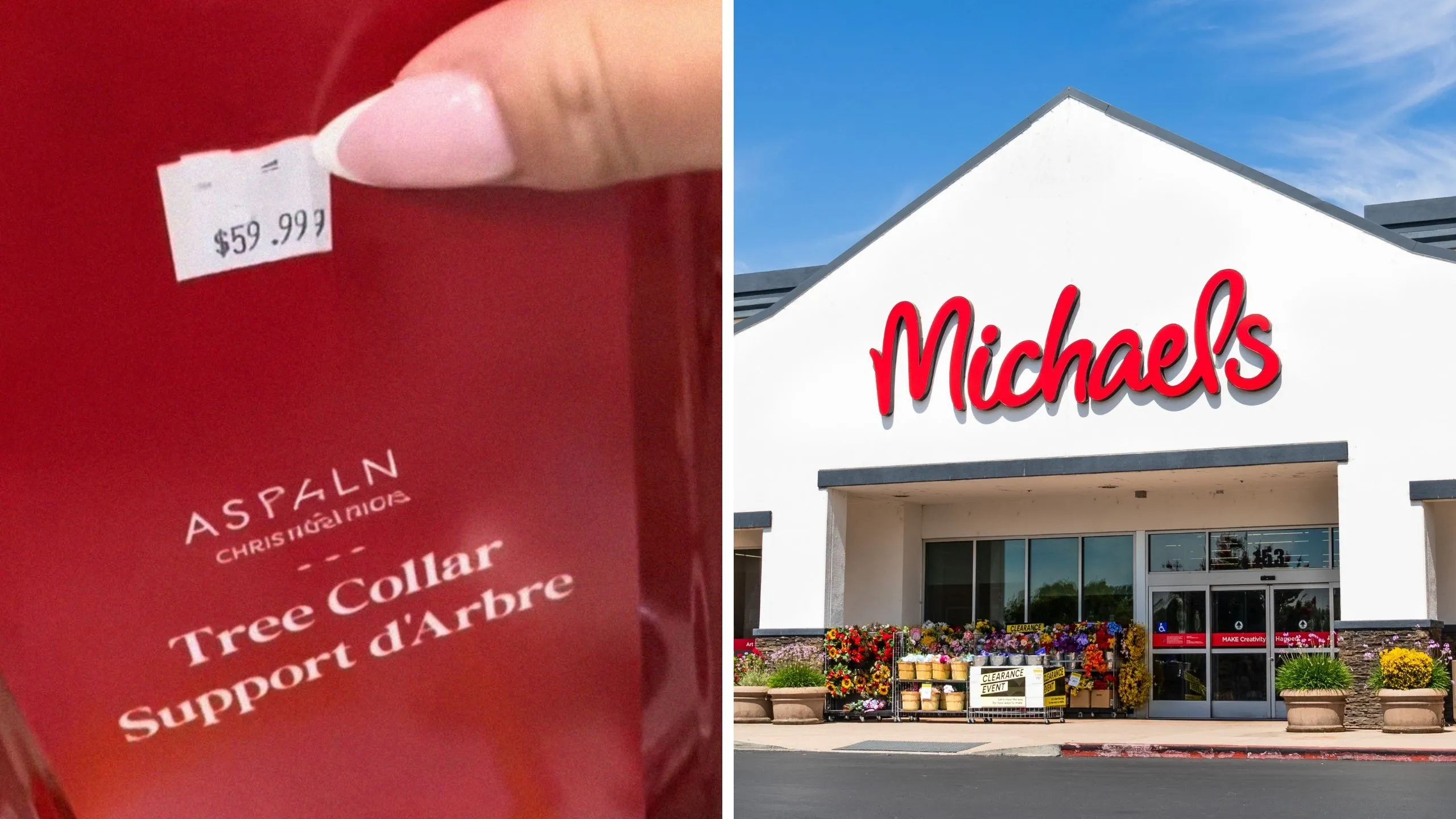 woman shares shopping encounter (l) Michael's store front (r)