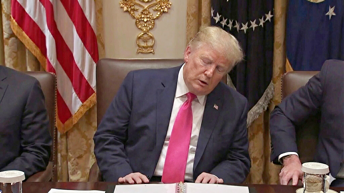 Donald Trump napping during cabinet meeting - Dec. 2