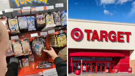 man shares target experience (l) target store front (r)