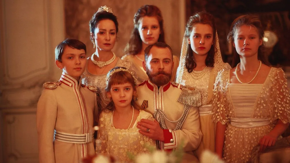 A family of nobles sit posed for a picture in "Russian Ark"