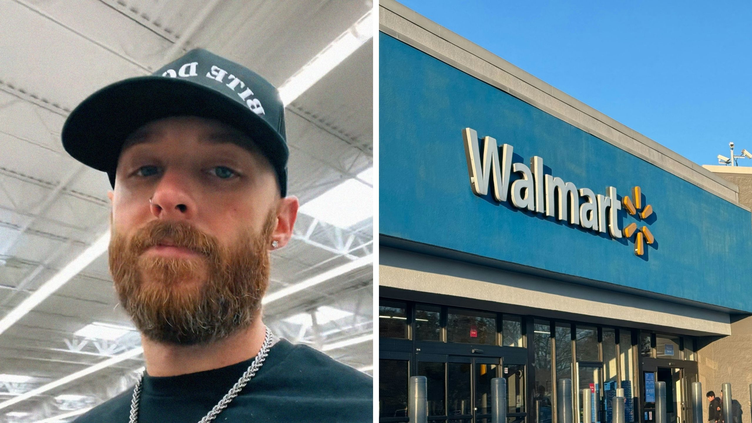 man shares shopping deal encounter (l) walmart store front (r)