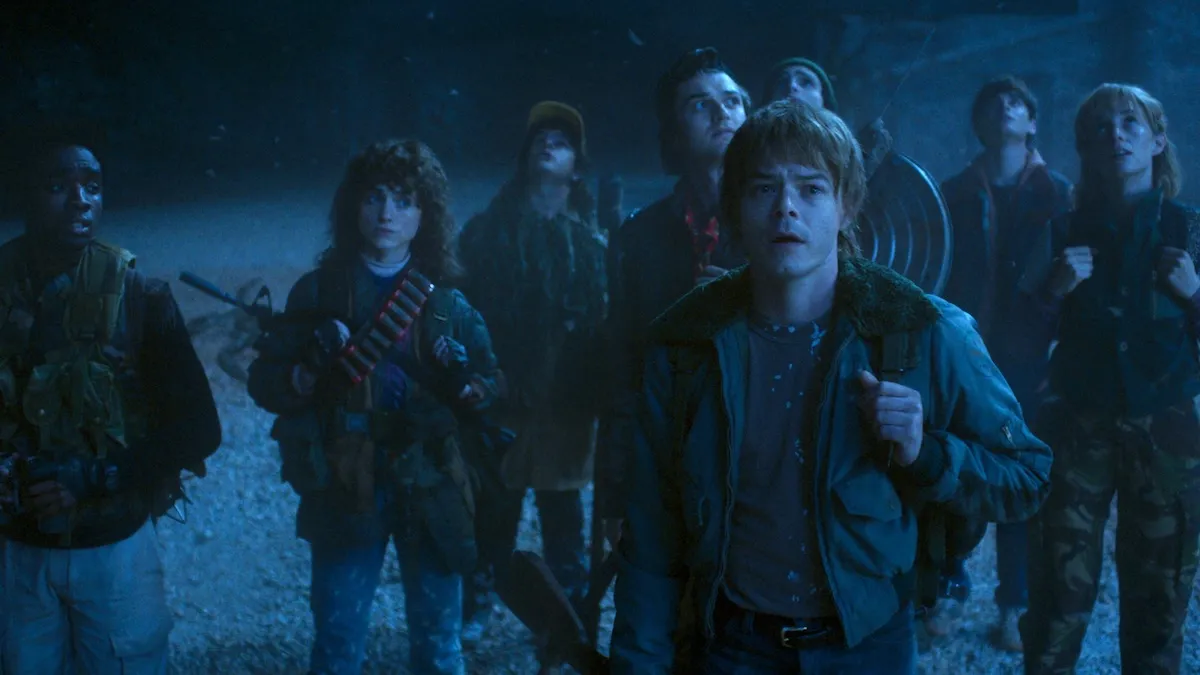 everyone standing together on stranger things