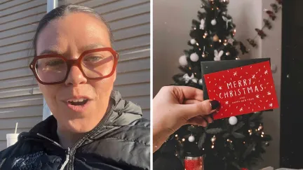woman shares why she does not like gift cards at her job (l) christmas gift cards (r)