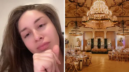 woman shares wedding venue issues (l) wedding venue (r)