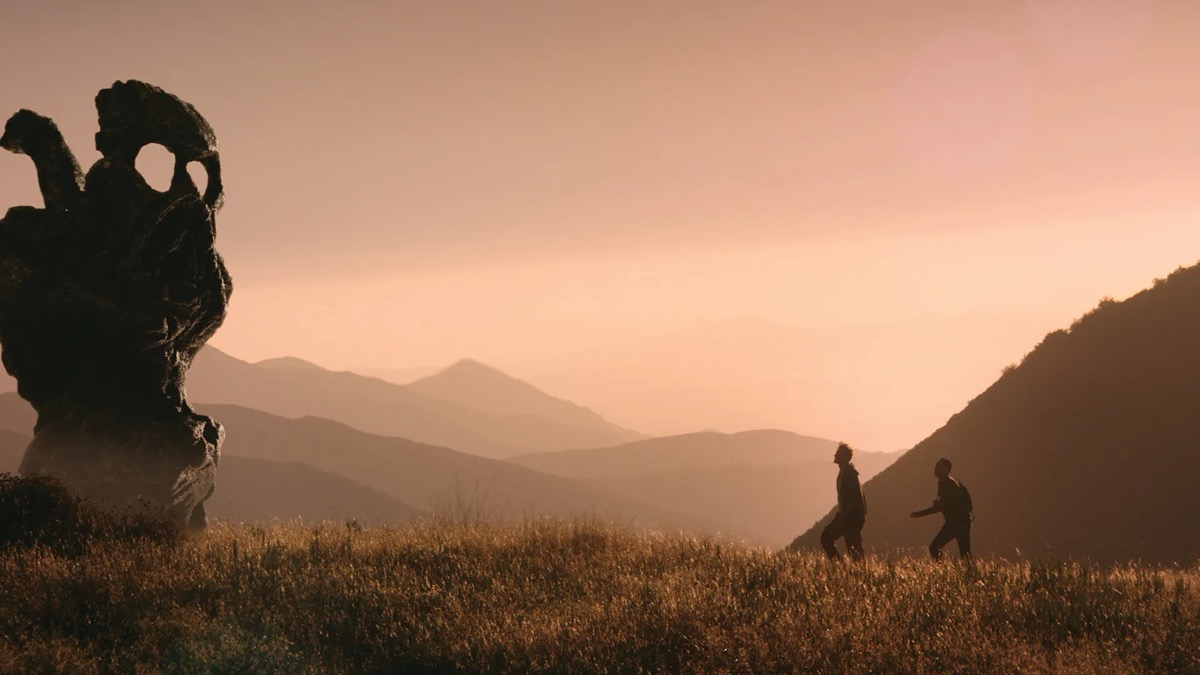 Two men wander a desolate landscape in "The Endless"