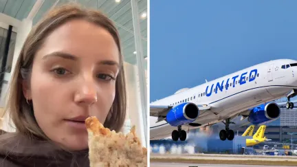 woman shares united experience (l) united aircraft (r)