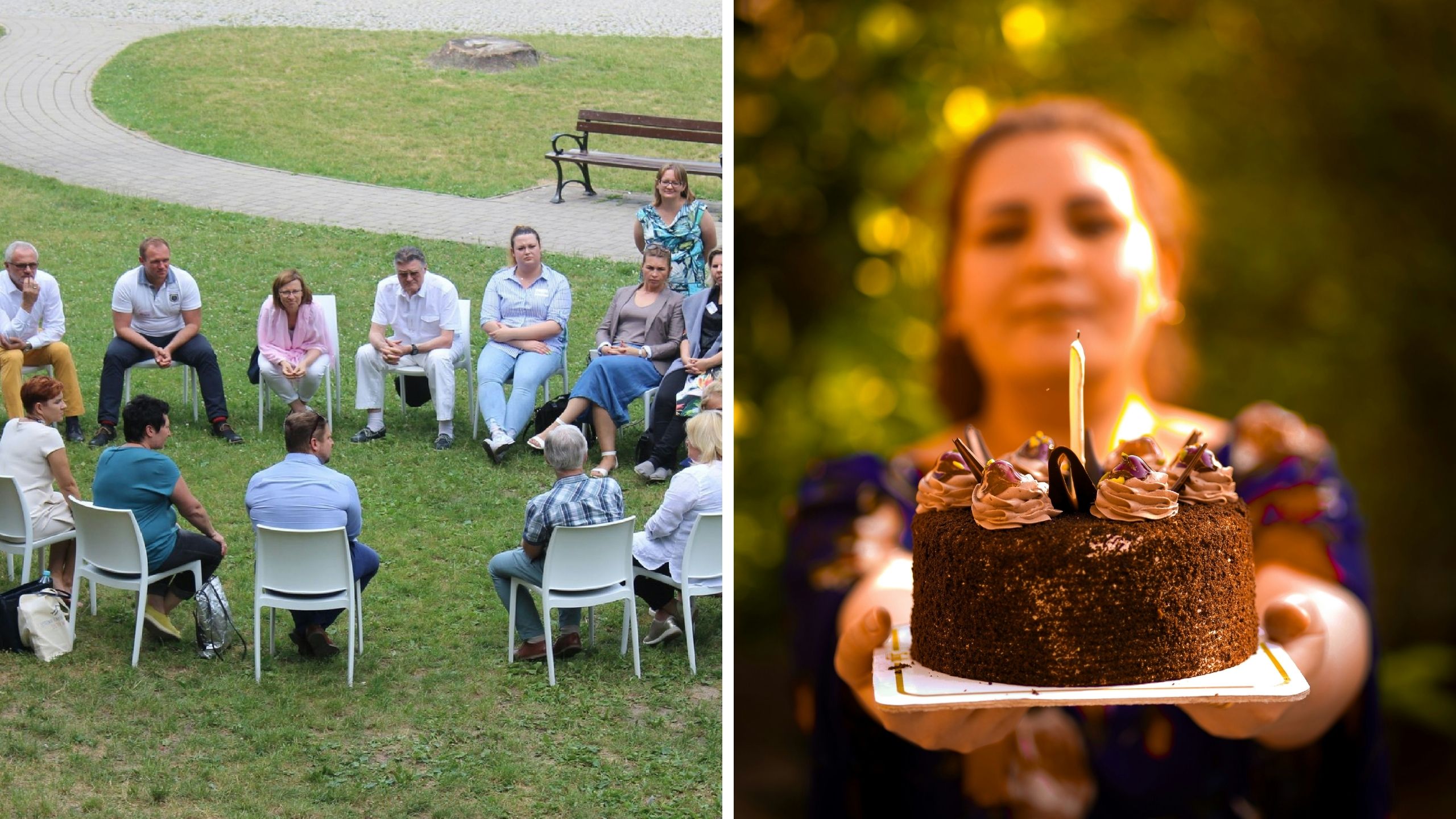 woman shares sobriety accomplishment (l) woman wants a cake to celebrate her dedication (r)