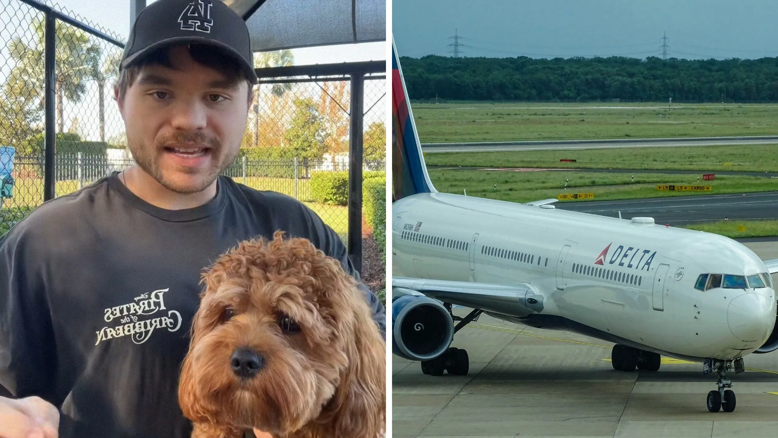 man shares delta issue (l) delta aircraft (r)