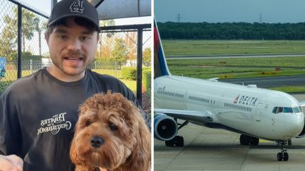 man shares delta issue (l) delta aircraft (r)